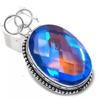 Подвеска из натурального мистического топаза из стерлингового серебра 925 пробы 2,25 дюйма h3Q69