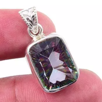 Подвеска из натурального мистического топаза из стерлингового серебра 925 пробы 1 дюйм R5b19