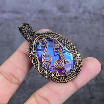 Подвеска из натурального мистика топаза с медной проволокой 2,44 дюйма t2z34