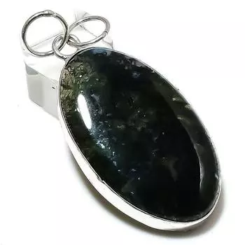 Подвеска из натурального мохового агата, ручная работа, серебро 925 пробы, 2,40 дюйма, B2c43