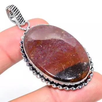 Подвеска из натурального мохового агата ручной работы из стерлингового серебра 925 пробы 2,40 дюйма D7J18