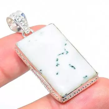 Подвеска из натурального мохового опала, ручная работа, серебро 925 пробы, 1,77 дюйма, O5n29