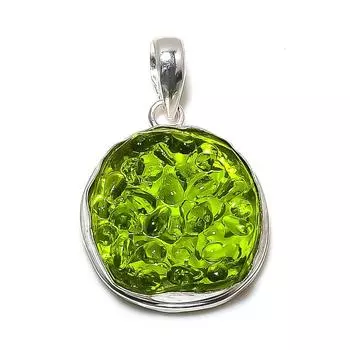 Подвеска из натурального молдавита, кварца, стерлингового серебра 925 пробы, 1,58 дюйма, J0m70