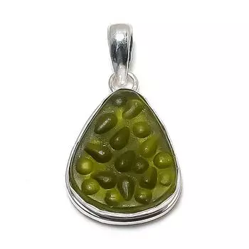 Подвеска из натурального молдавита, кварца, стерлингового серебра 925 пробы, 1,58 дюйма, D6v19