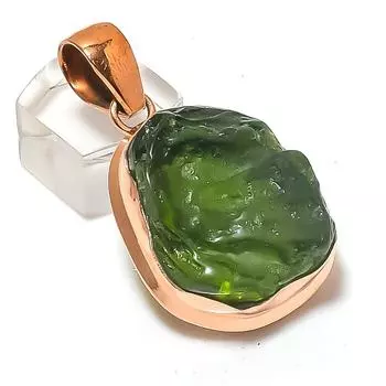 Подвеска из натурального молдавитового кварца ручной работы из меди 1,85 дюйма D4Z17