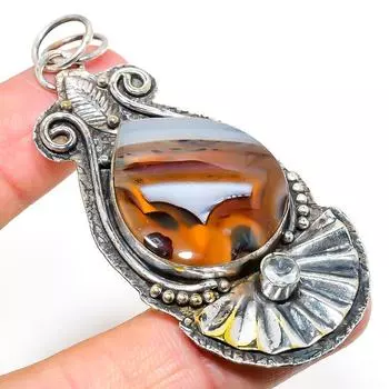 Подвеска из натурального монтано-агата, белого топаза из стерлингового серебра 925 пробы 2,96 дюйма A2s28