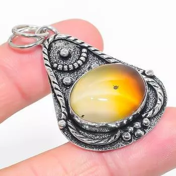 Подвеска из натурального монтано-агата из стерлингового серебра 925 пробы 2,01 дюйма S7B75