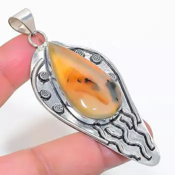 Подвеска из натурального монтано-агата из стерлингового серебра 925 пробы 3,15 дюйма k2U82