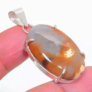 Подвеска из натурального монтано-агата из стерлингового серебра 925 пробы 1,65 дюйма L6L80