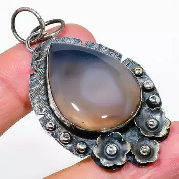 Подвеска из натурального монтано-агата из стерлингового серебра 925 пробы 2,40 дюйма g0Y84