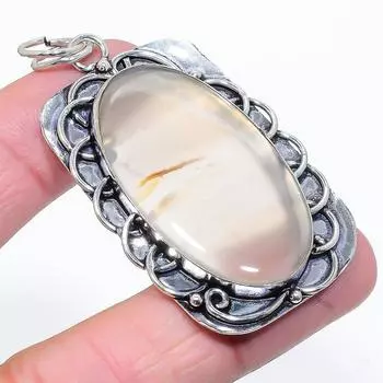 Подвеска из натурального монтано-агата из стерлингового серебра 925 пробы 2,56 дюйма P0O86