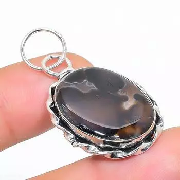 Подвеска из натурального монтано-агата из стерлингового серебра 925 пробы 1,77 дюйма L9E96