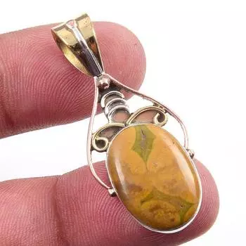 Подвеска из натурального морского яшмы из цельного стерлингового серебра 925 пробы в двухцветном цвете 1,50 дюйма n8h19