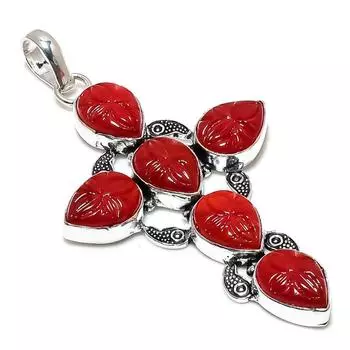 Подвеска из натурального мозамбикского граната из стерлингового серебра 925 пробы 3,27 дюйма U5N94