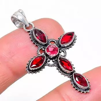 Подвеска из натурального мозамбикского граната из стерлингового серебра 925 пробы 1,81 дюйма R0i37