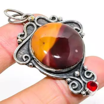 Подвеска из натурального мукаита, граната, стерлингового серебра 925 пробы, 2,44 дюйма, H9Z60