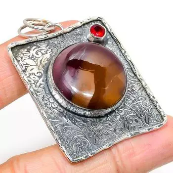 Подвеска из натурального мукаита, граната, стерлингового серебра 925 пробы, 2,25 дюйма, C2E20