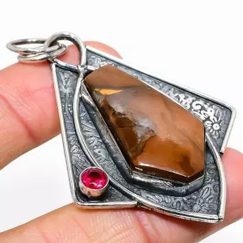 Подвеска из натурального мукаита, розового рубиллита, стерлингового серебра 925 пробы, 2,60 дюйма, V7T30