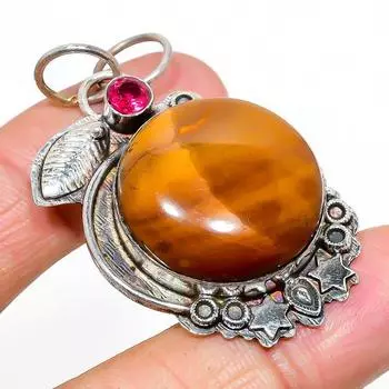 Подвеска из натурального мукаита, розового рубиллита, стерлингового серебра 925 пробы, 2,05 дюйма, M5B63