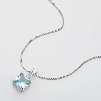 Подвеска из натурального небесно-голубого топаза, ожерелье из стерлингового серебра 925 пробы для женщин, 9*9 мм, женское ожерелье с подвеской, подарок на день рождения для девочки, оптовая продажа