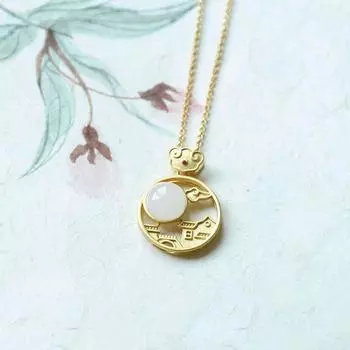 Подвеска из натурального нефрита Хотан, белого нефрита, ожерелье из стерлингового серебра S925, классическая простота, подарок маме, украшение белый