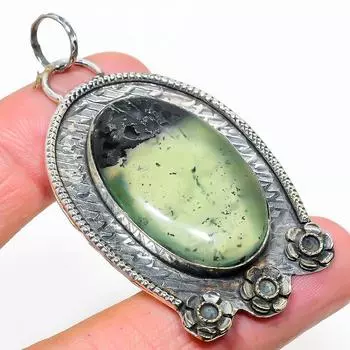 Подвеска из натурального нефрита, стерлингового серебра 925 пробы, ручная работа, 2,56 дюйма, n1q29