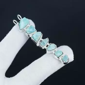 Подвеска из натурального необработанного амазонита из серебра 925 пробы - дизайн ручной работы, повседневная бижутерия, подарок отцу на день рождения 2.95 синий