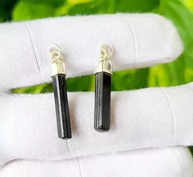 Подвеска из натурального необработанного черного турмалина из стерлингового серебра 925 пробы, подарок