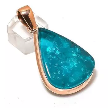 Подвеска из натурального неоново-голубого апатита из меди ручной работы 2,21 дюйма j5a86