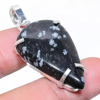 Подвеска из натурального обсидиана Snoflake из стерлингового серебра 925 пробы 1,77 дюйма Z9l61