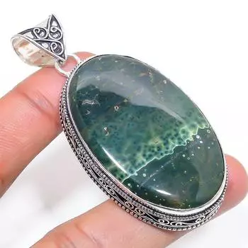 Подвеска из натурального океанического драгоценного камня яшмы из стерлингового серебра 925 пробы 2,68 дюйма M4q90