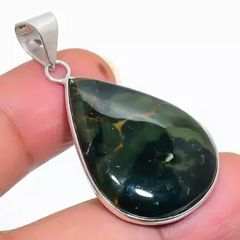 Подвеска из натурального океанического яшмового камня из стерлингового серебра 925 пробы 1,69 дюйма B3P81