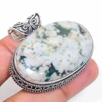 Подвеска из натурального океанического яшмового камня из стерлингового серебра 925 пробы 1,50 дюйма c3t19