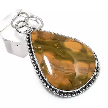 Подвеска из натурального океанического яшмы из стерлингового серебра 925 пробы 2,25 дюйма n6O12