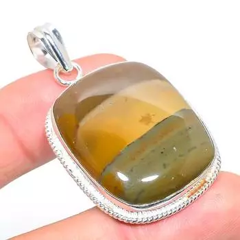 Подвеска из натурального океанического яшмы ручной работы из стерлингового серебра 925 пробы 2,01 дюйма R9F79