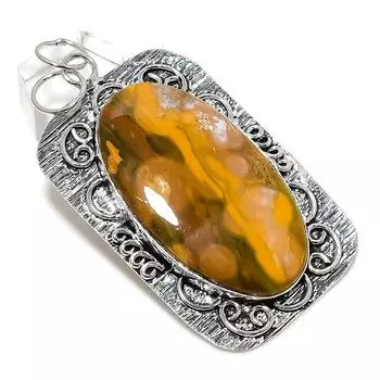 Подвеска из натурального океанического яшмы ручной работы из стерлингового серебра 925 пробы 2,96 дюйма U6G57