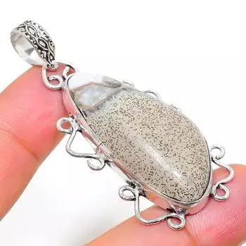 Подвеска из натурального океанического яшмы, стерлингового серебра 925 пробы, ручная работа, 2,36 дюйма, p4e96