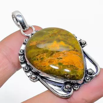 Подвеска из натурального океанического яшмы, стерлингового серебра 925 пробы, ручная работа, 1,97 дюйма, y5t80