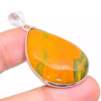 Подвеска из натурального океанского камня яшмы ручной работы из стерлингового серебра 925 пробы 1,85 дюйма q8c17