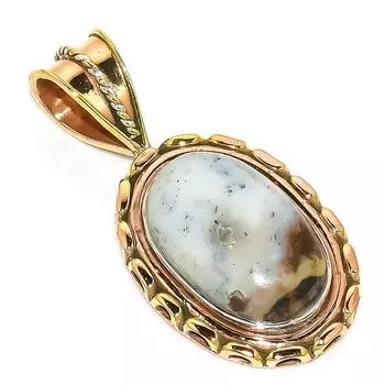 Подвеска из натурального опала дендрита двухцветная из стерлингового серебра 925 пробы 1,50 дюйма h3z13