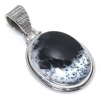 Подвеска из натурального опала дендрита из стерлингового серебра 925 пробы 1,50 дюйма Z9m75