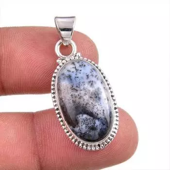 Подвеска из натурального опала дендрита из стерлингового серебра 925 пробы 1,5 дюйма F6I63