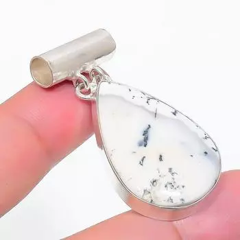 Подвеска из натурального опала дендрита из стерлингового серебра 925 пробы 1,81 дюйма g1k18