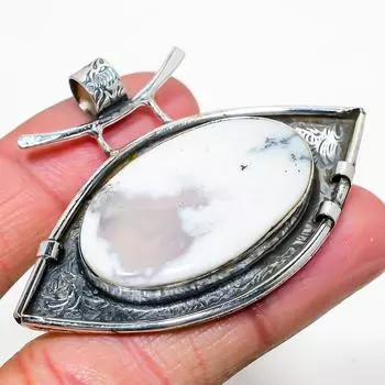 Подвеска из натурального опала дендрита из стерлингового серебра 925 пробы 1,81 дюйма i5K12