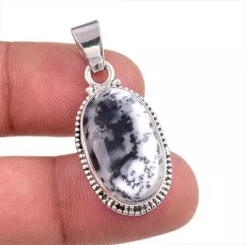 Подвеска из натурального опала дендрита из стерлингового серебра 925 пробы 1,5 дюйма U9o48