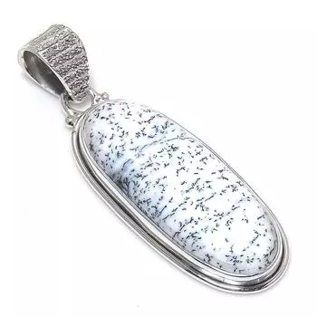 Подвеска из натурального опала дендрита из стерлингового серебра 925 пробы 2 дюйма K7C36