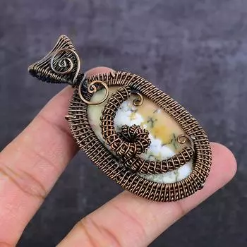 Подвеска из натурального опала и дендрита из медной проволоки 2,96 дюйма d1d91