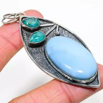 Подвеска из натурального опала Оуайи, голубого топаза из стерлингового серебра 925 пробы 3,03 дюйма Q1z46
