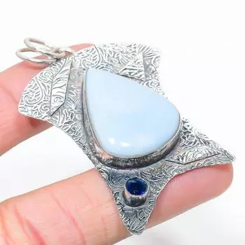 Подвеска из натурального опала Овайи и синего топаза из стерлингового серебра 925 пробы 2,64 дюйма t5B38