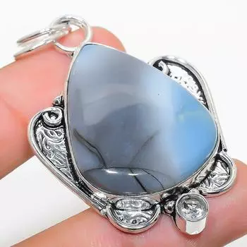 Подвеска из натурального опала Овайи и белого топаза из стерлингового серебра 925 пробы 2,32 дюйма h0r26